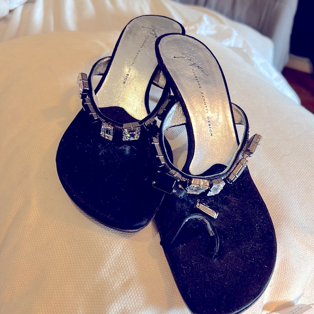 Giuseppe Zanotti design heels with emerald cut Swarovski crystals